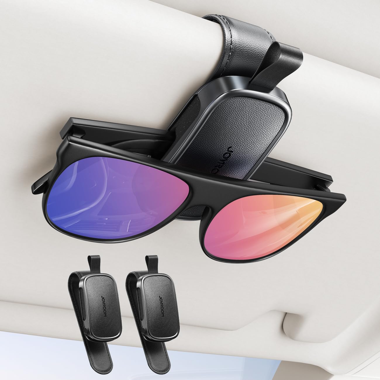 JOYROOM Universal Fits Leather Eyeglasses Clip Compatible with All Glasses