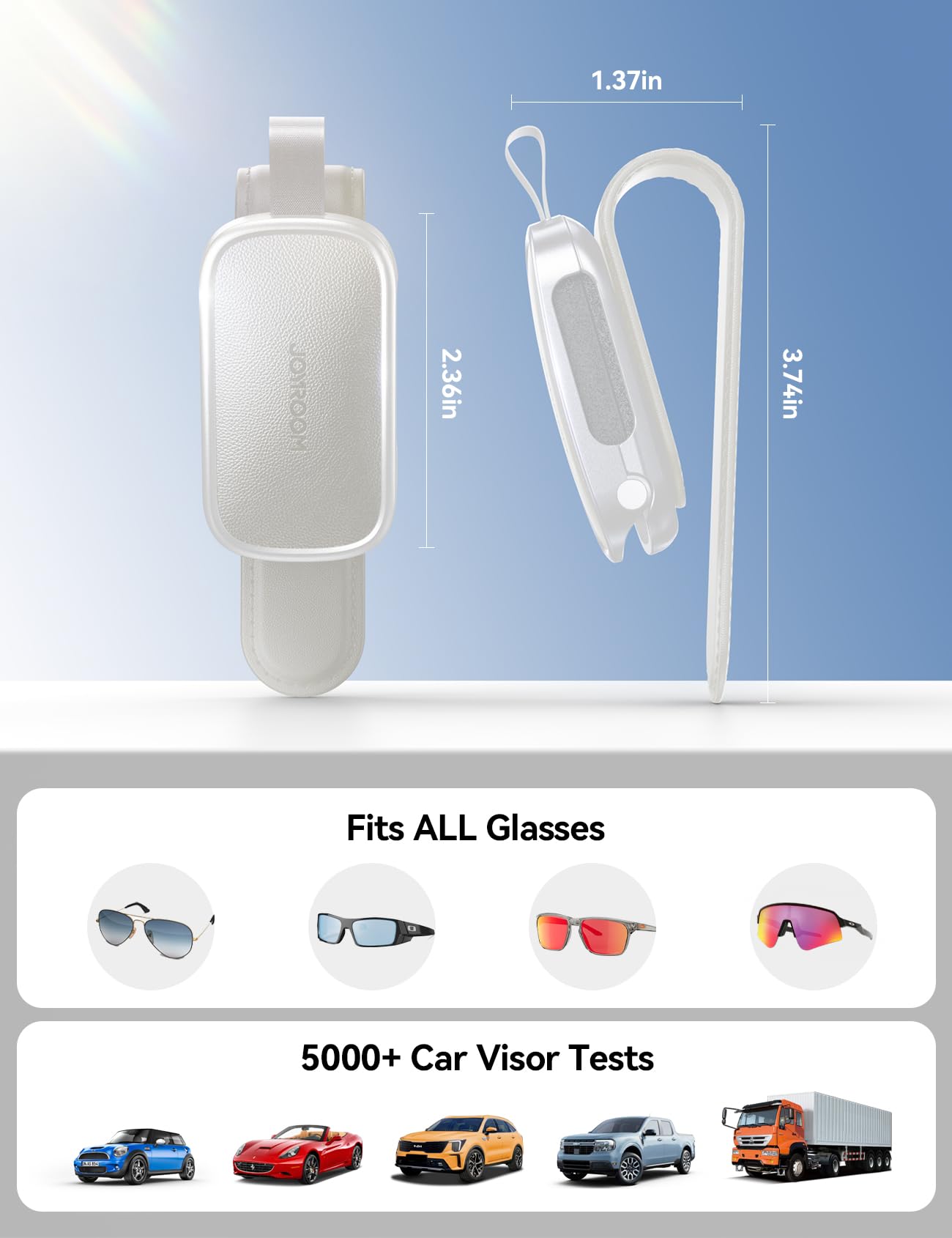 JOYROOM Universal Fits Leather Eyeglasses Clip Compatible with All Glasses