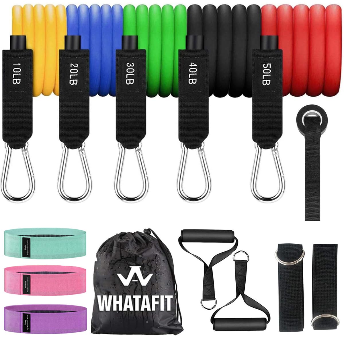 WHATAFIT Resistance Bands with Handles for Men and Women Fitness