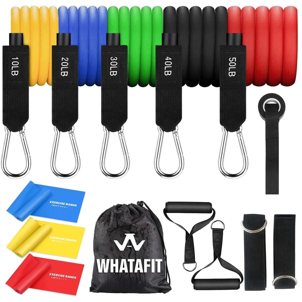 WHATAFIT Resistance Bands with Handles for Men and Women Fitness