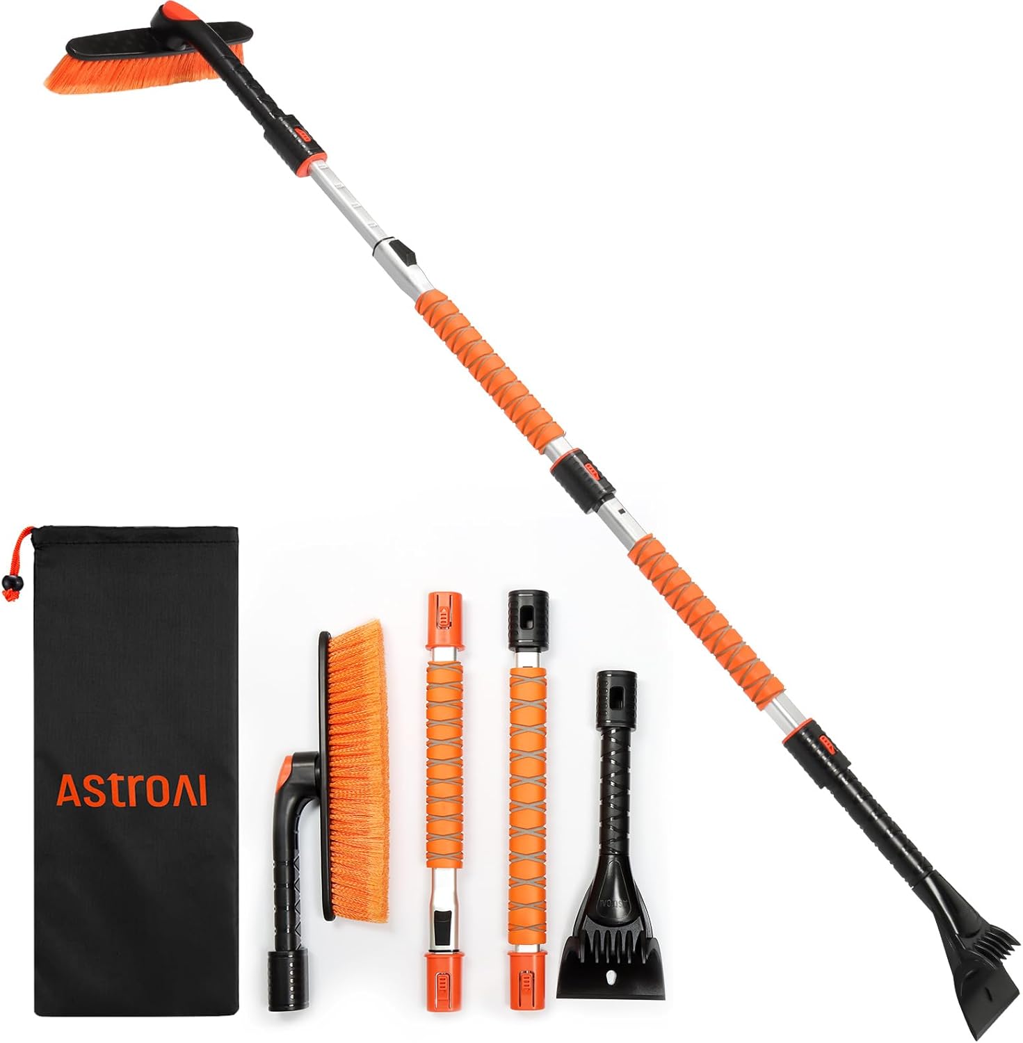 AstroAI  Ice Scrapers for Car Windshieldand Extendable Snow Brush with Foam Grip