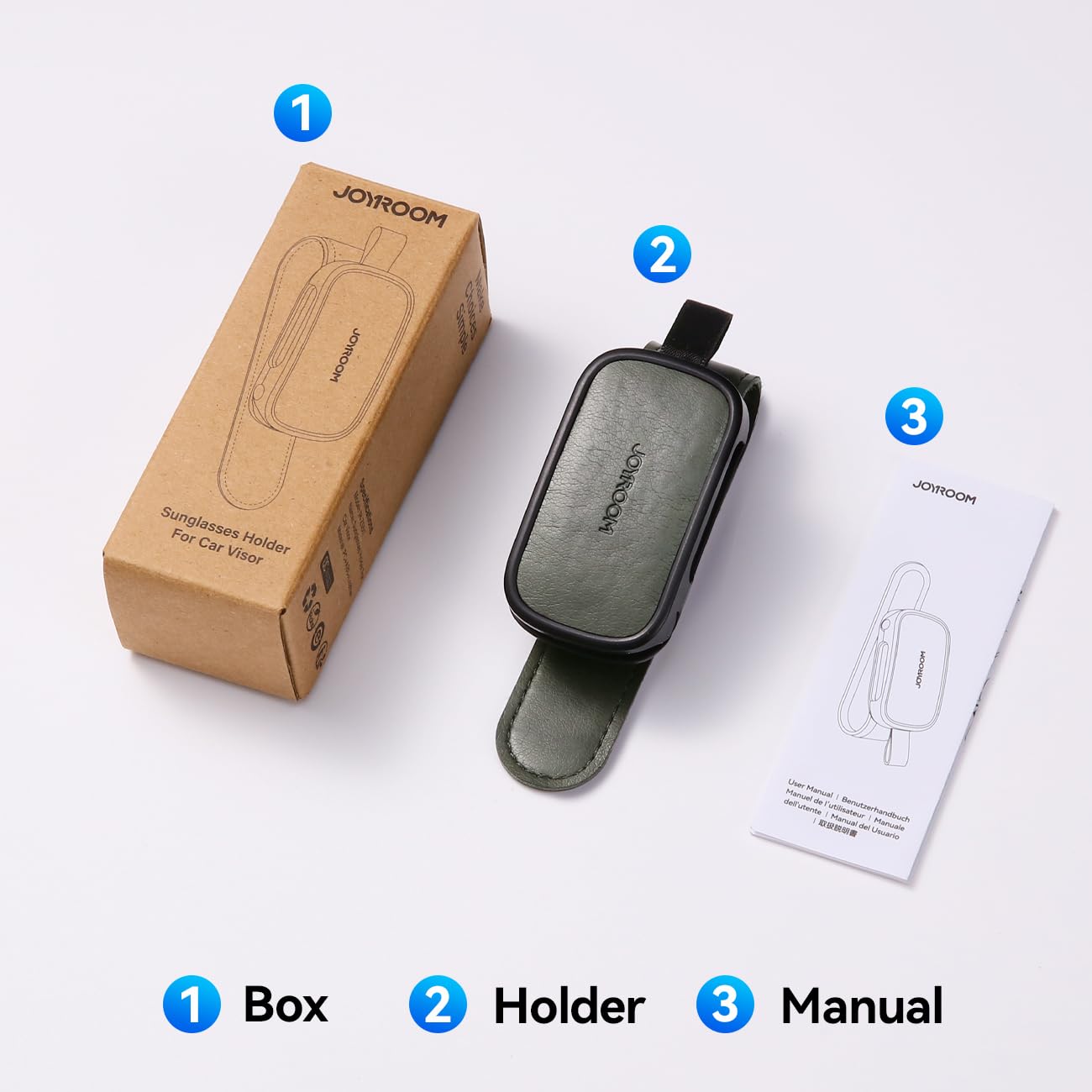 JOYROOM Universal Fits Leather Eyeglasses Clip Compatible with All Glasses