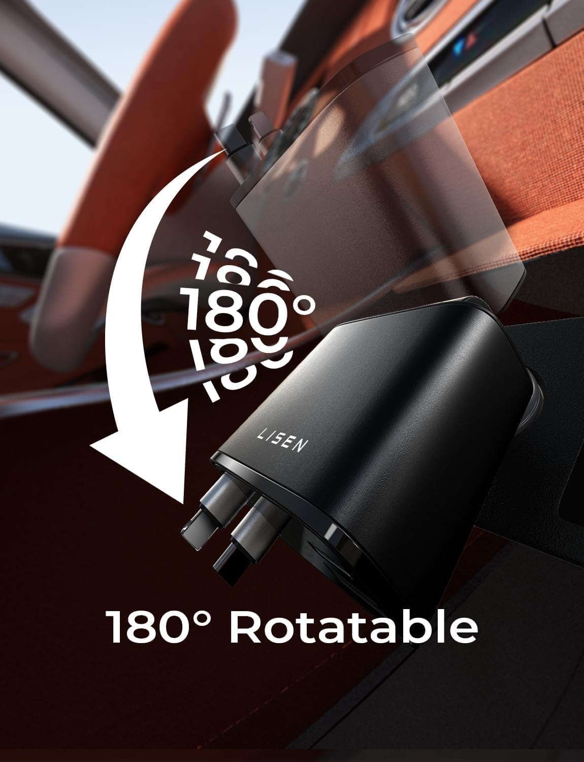 LISEN Retractable 69W Cars Adapter USB C Fast Charger