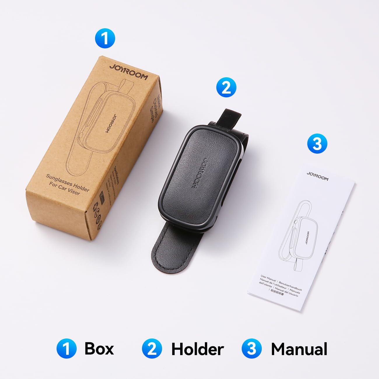 JOYROOM Universal Fits Leather Eyeglasses Clip Compatible with All Glasses