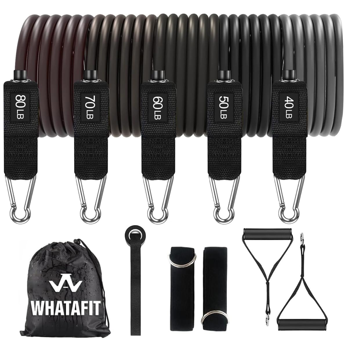 WHATAFIT Resistance Bands with Handles for Men and Women Fitness