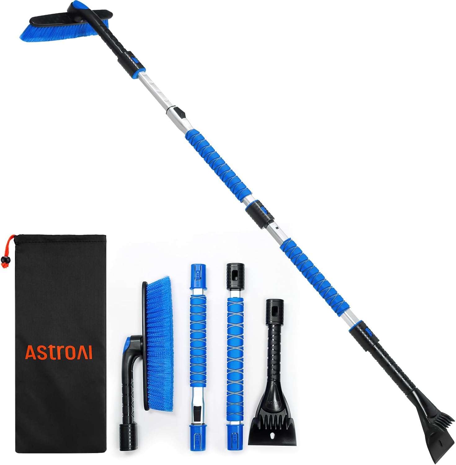 AstroAI  Ice Scrapers for Car Windshieldand Extendable Snow Brush with Foam Grip