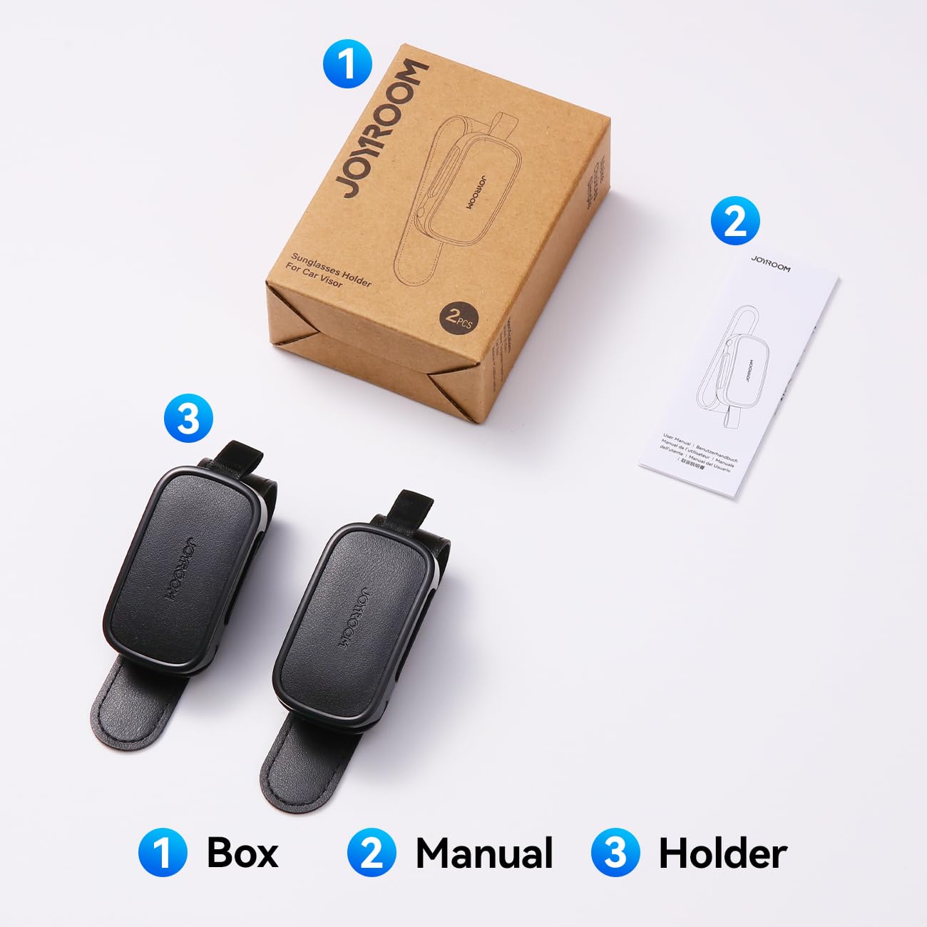 JOYROOM Universal Fits Leather Eyeglasses Clip Compatible with All Glasses