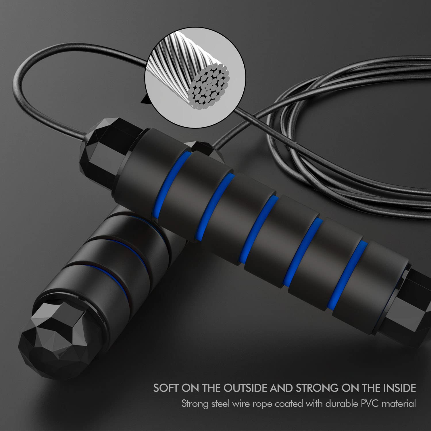Tangle-Free Rapid Speed Jumping Rope Cable with Ball Bearings