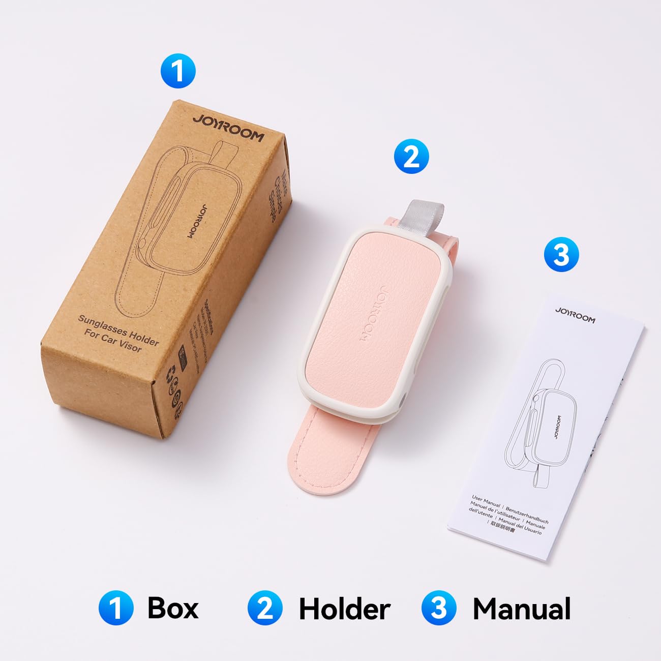 JOYROOM Universal Fits Leather Eyeglasses Clip Compatible with All Glasses