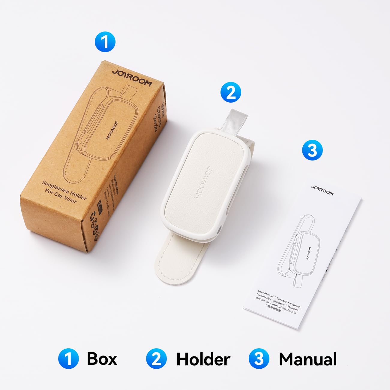 JOYROOM Universal Fits Leather Eyeglasses Clip Compatible with All Glasses