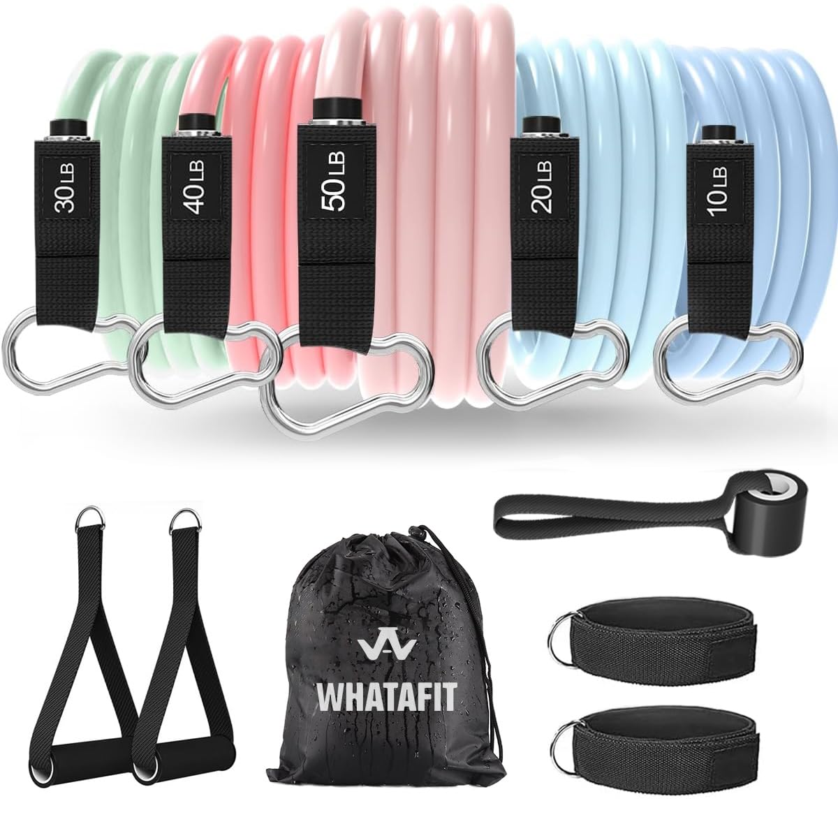 WHATAFIT Resistance Bands with Handles for Men and Women Fitness