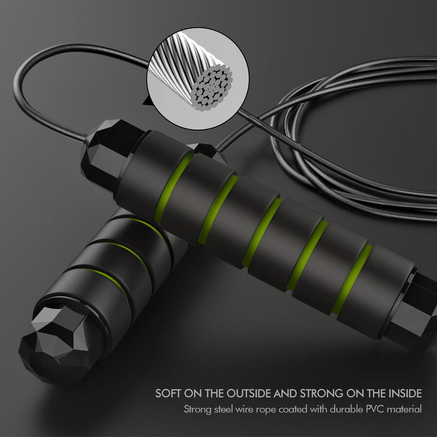 Tangle-Free Rapid Speed Jumping Rope Cable with Ball Bearings