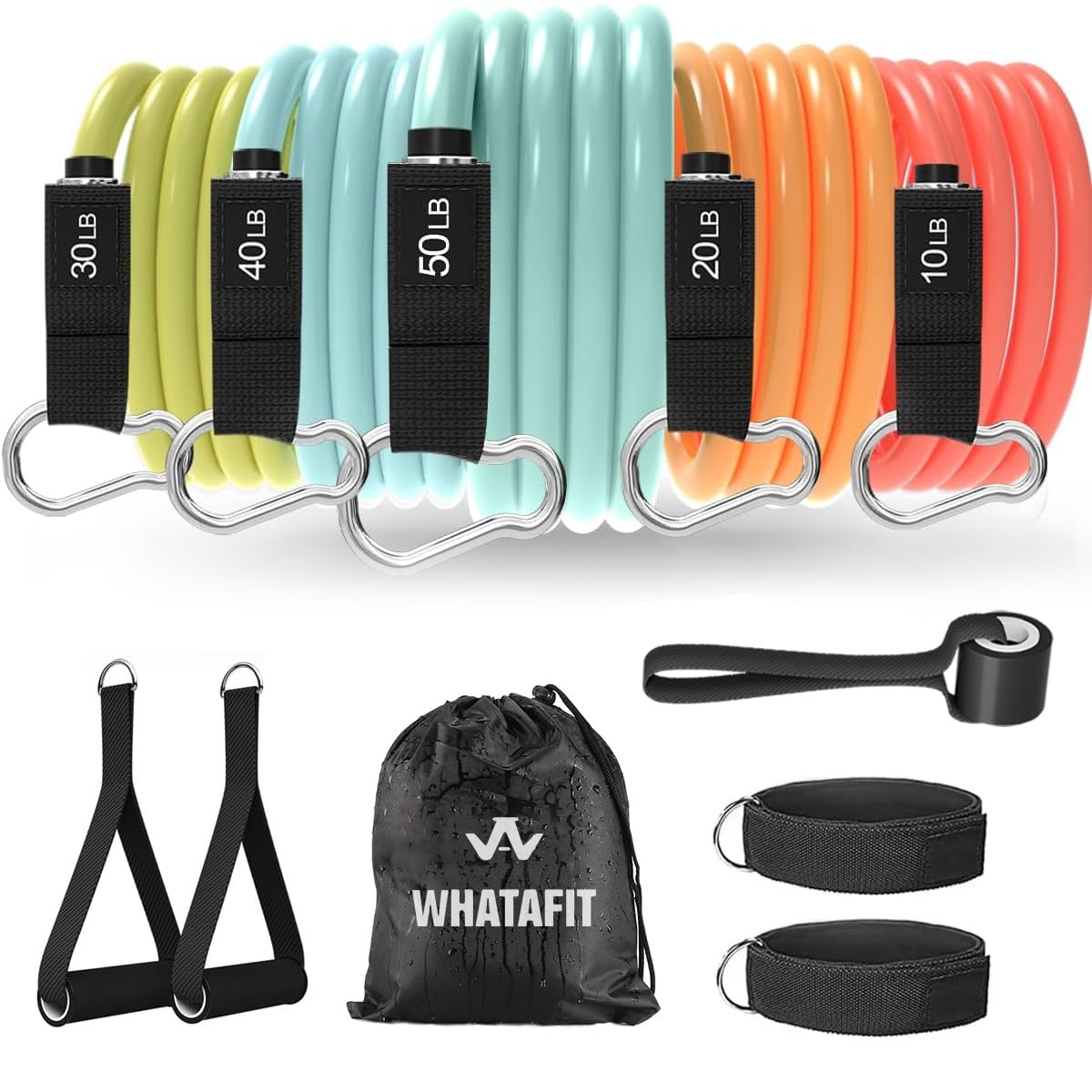WHATAFIT Resistance Bands with Handles for Men and Women Fitness