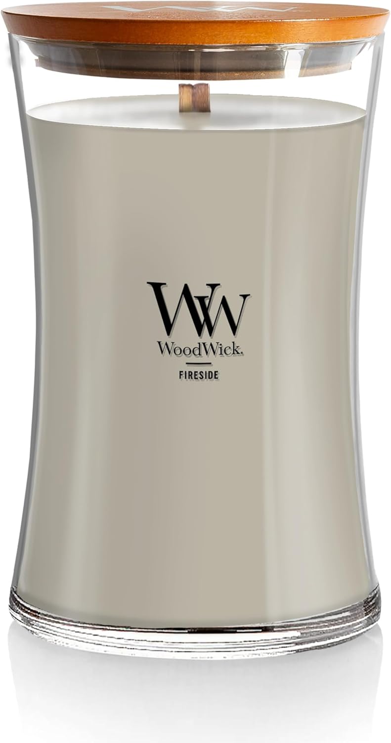 WoodWick Medium Hourglass Candle Fireside Scent Premium Soy  9.7oz