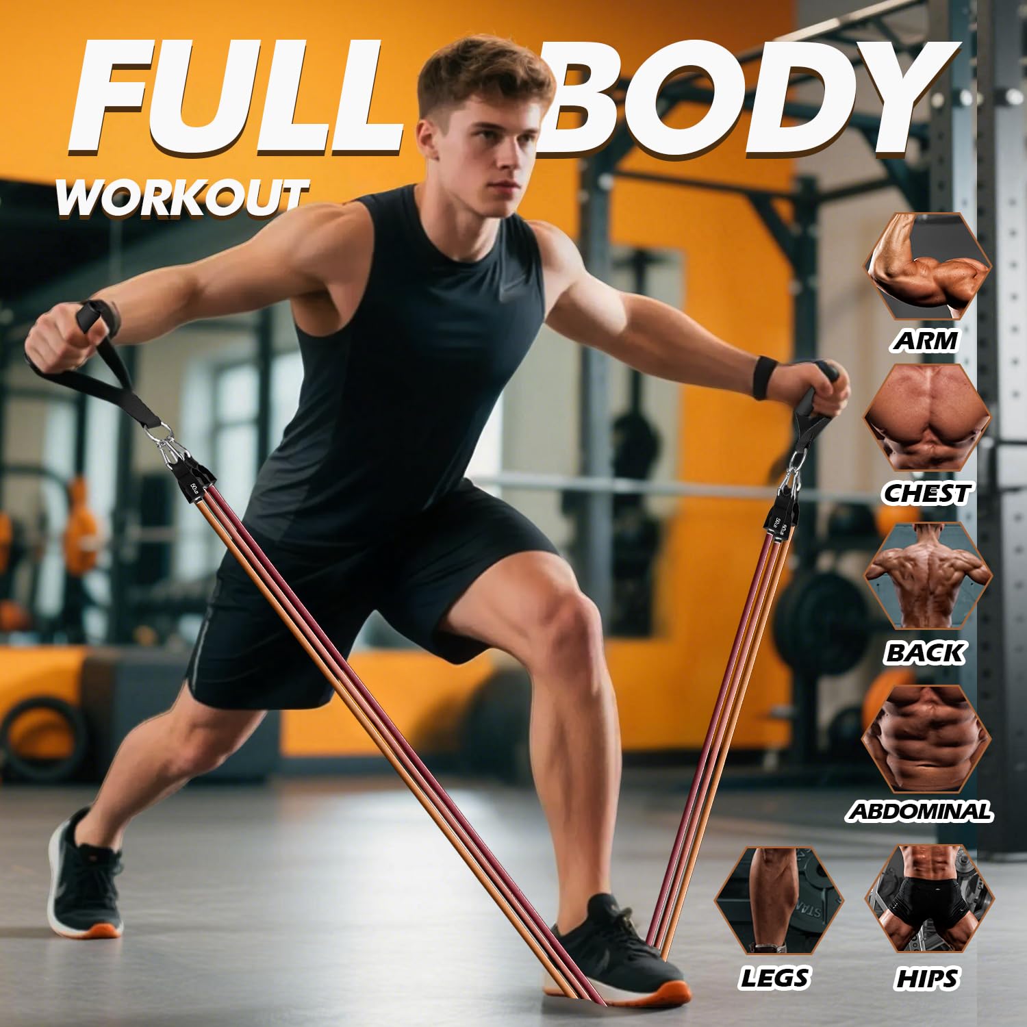 WHATAFIT Resistance Bands with Handles for Men and Women Fitness