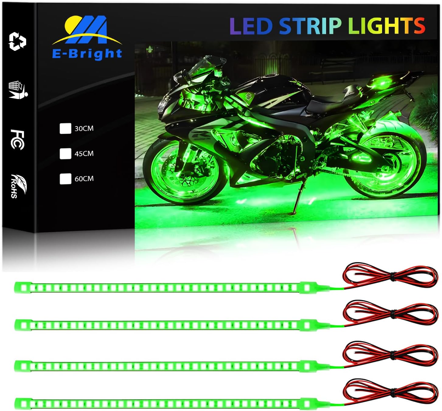 YM E-Bright LED Strip Light 30CM Waterproof for Car Motorcycles Decoration