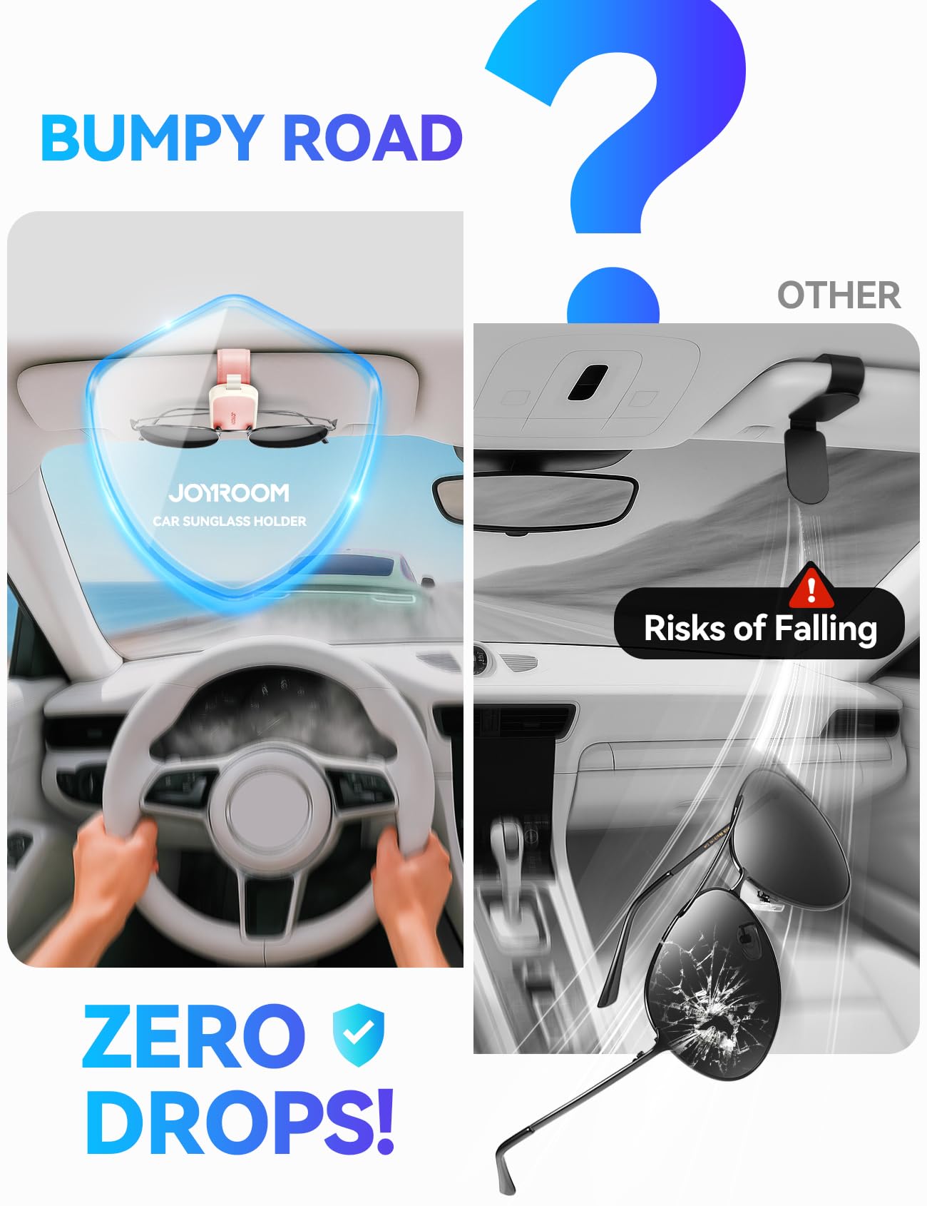 JOYROOM Universal Fits Leather Eyeglasses Clip Compatible with All Glasses