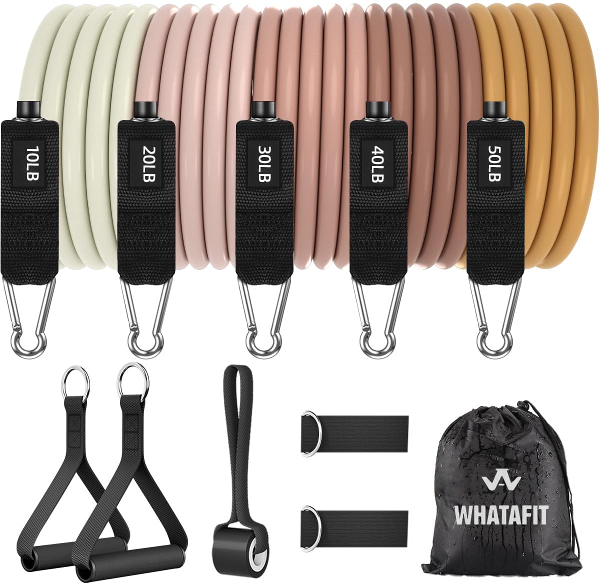 WHATAFIT Resistance Bands with Handles for Men and Women Fitness