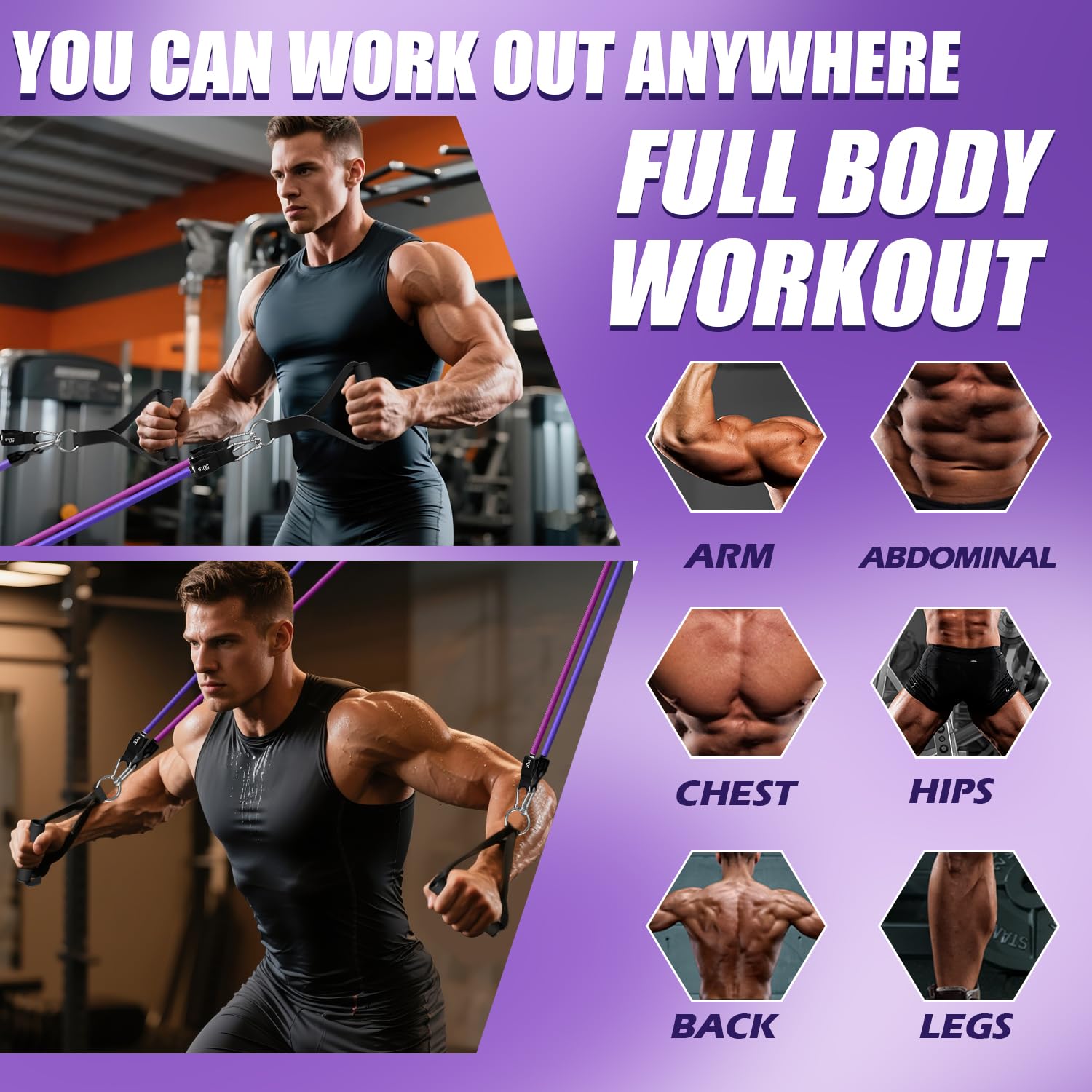 WHATAFIT Resistance Bands with Handles for Men and Women Fitness