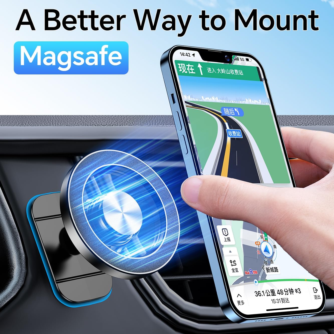 Kaistyle for Magsafe Car Mount Magnetic Phone Holder for Car