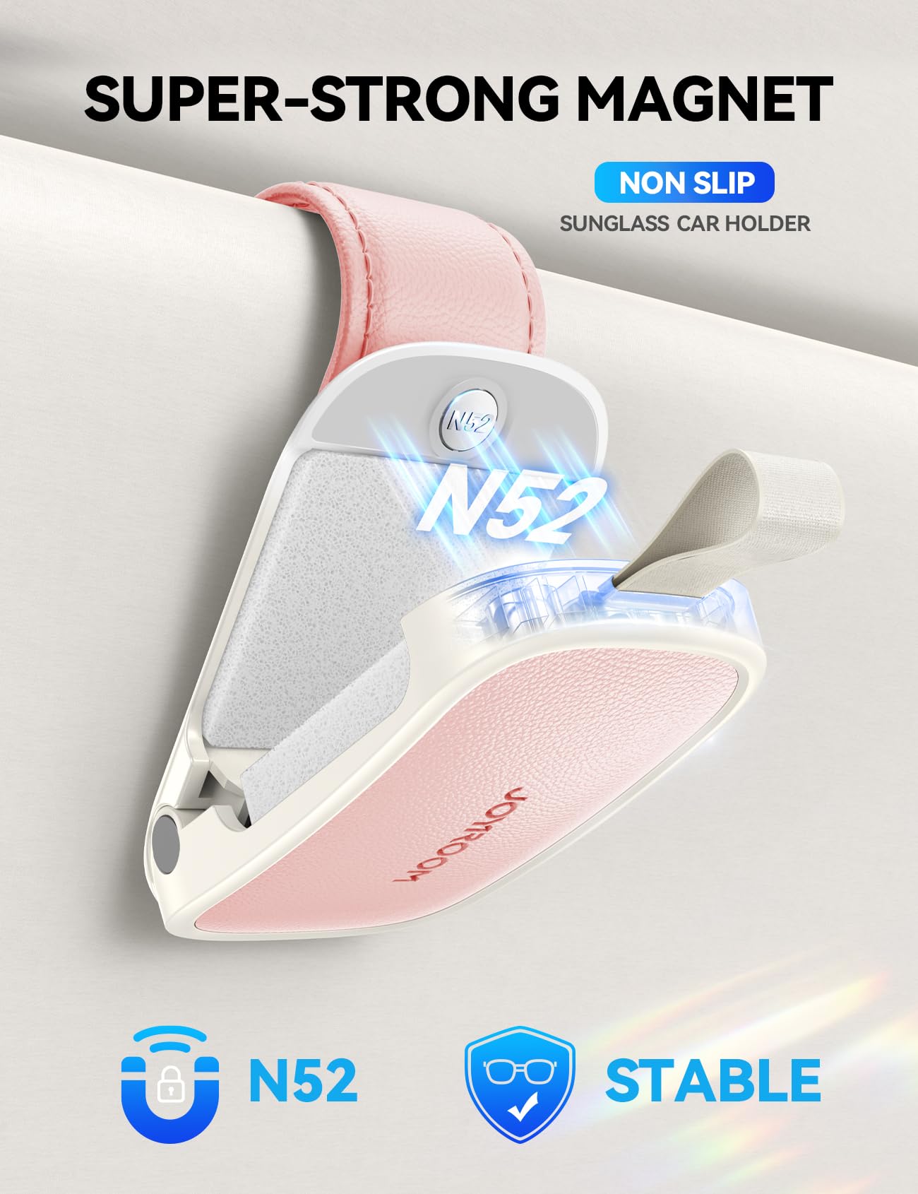 JOYROOM Universal Fits Leather Eyeglasses Clip Compatible with All Glasses