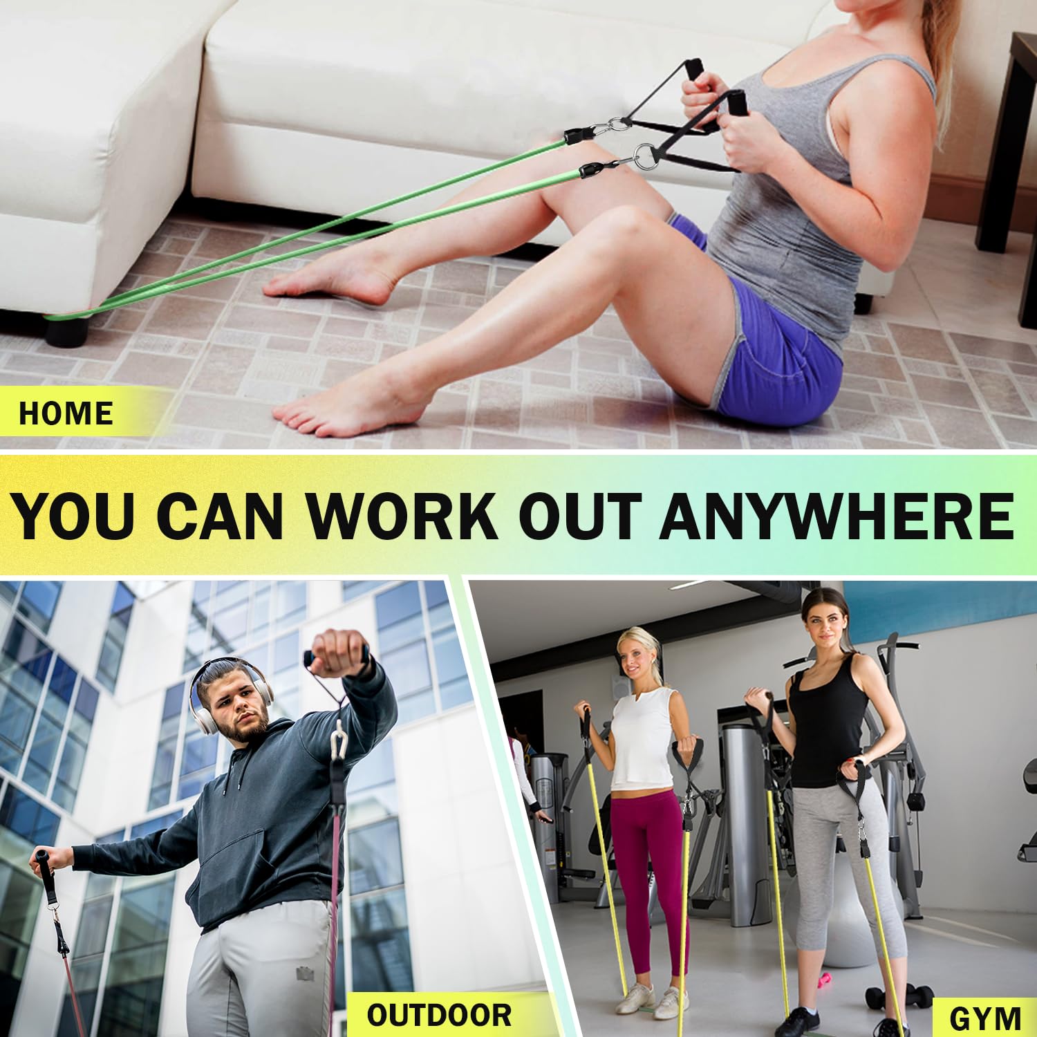 WHATAFIT Resistance Bands with Handles for Men and Women Fitness