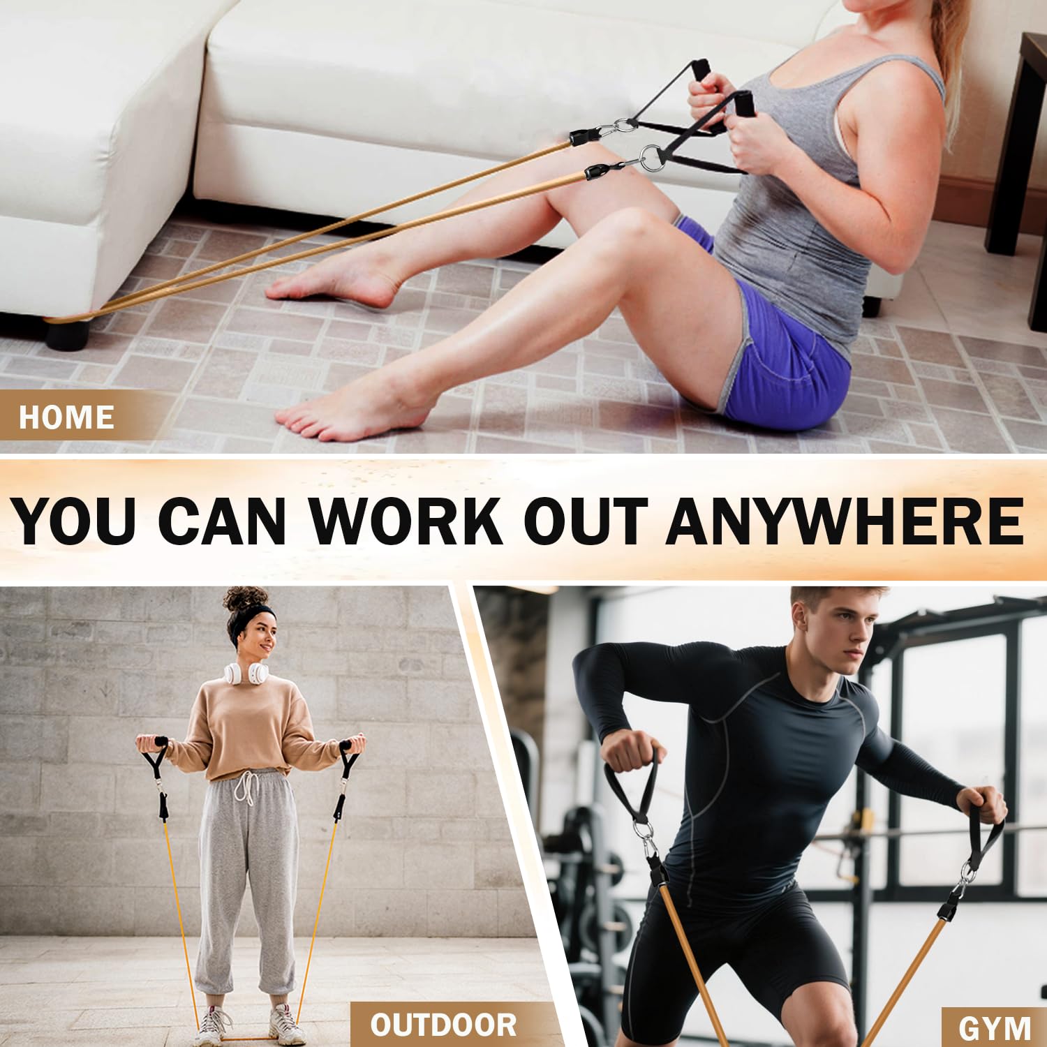 WHATAFIT Resistance Bands with Handles for Men and Women Fitness
