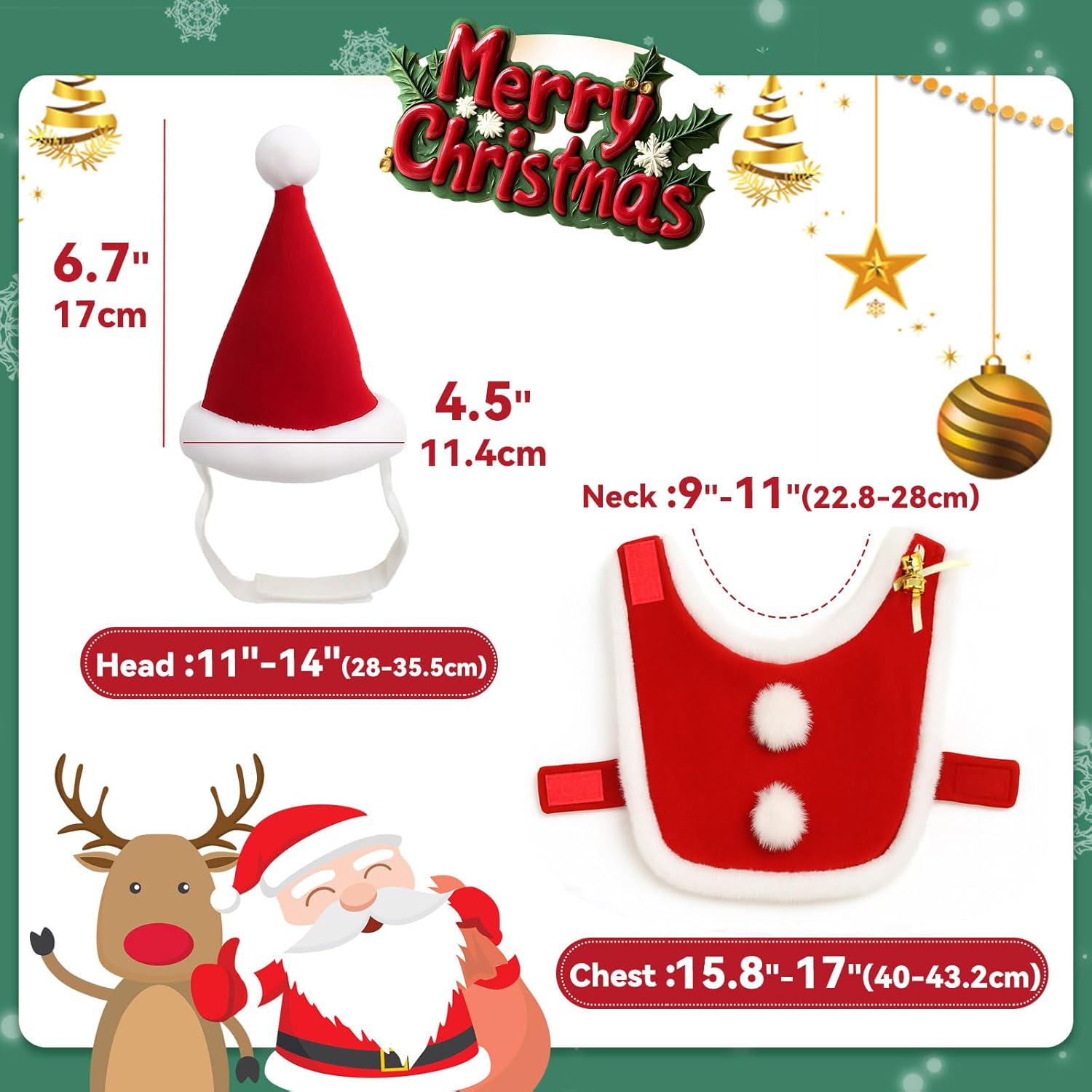 Pet Christmas Santa Costume – Hat & Cloak