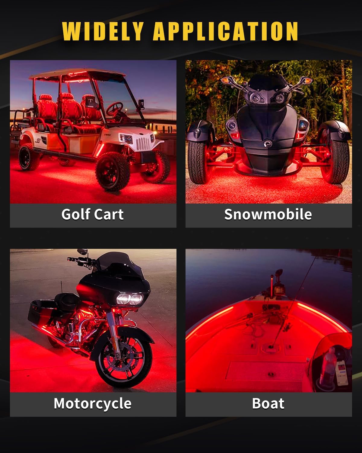 YM E-Bright LED Strip Light 30CM Waterproof for Car Motorcycles Decoration