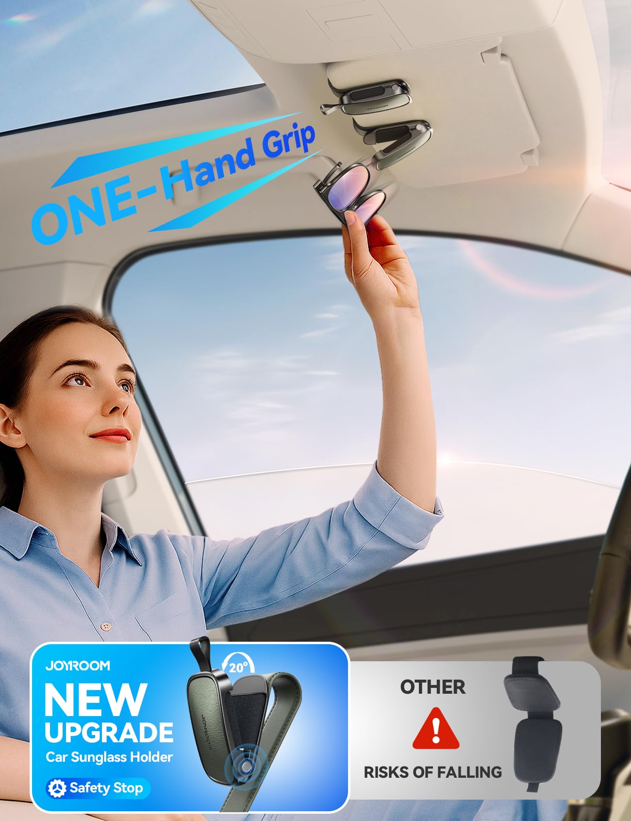 JOYROOM Universal Fits Leather Eyeglasses Clip Compatible with All Glasses