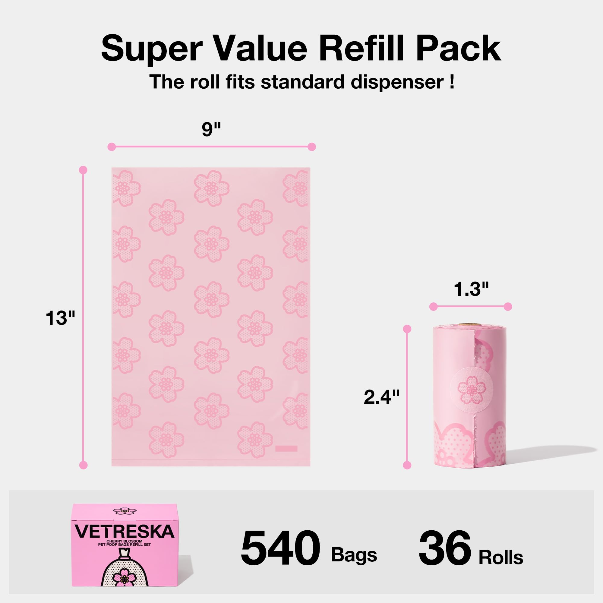 VETRESKA Dog Dispenser with Cherry Blossom Scented Poop Bags