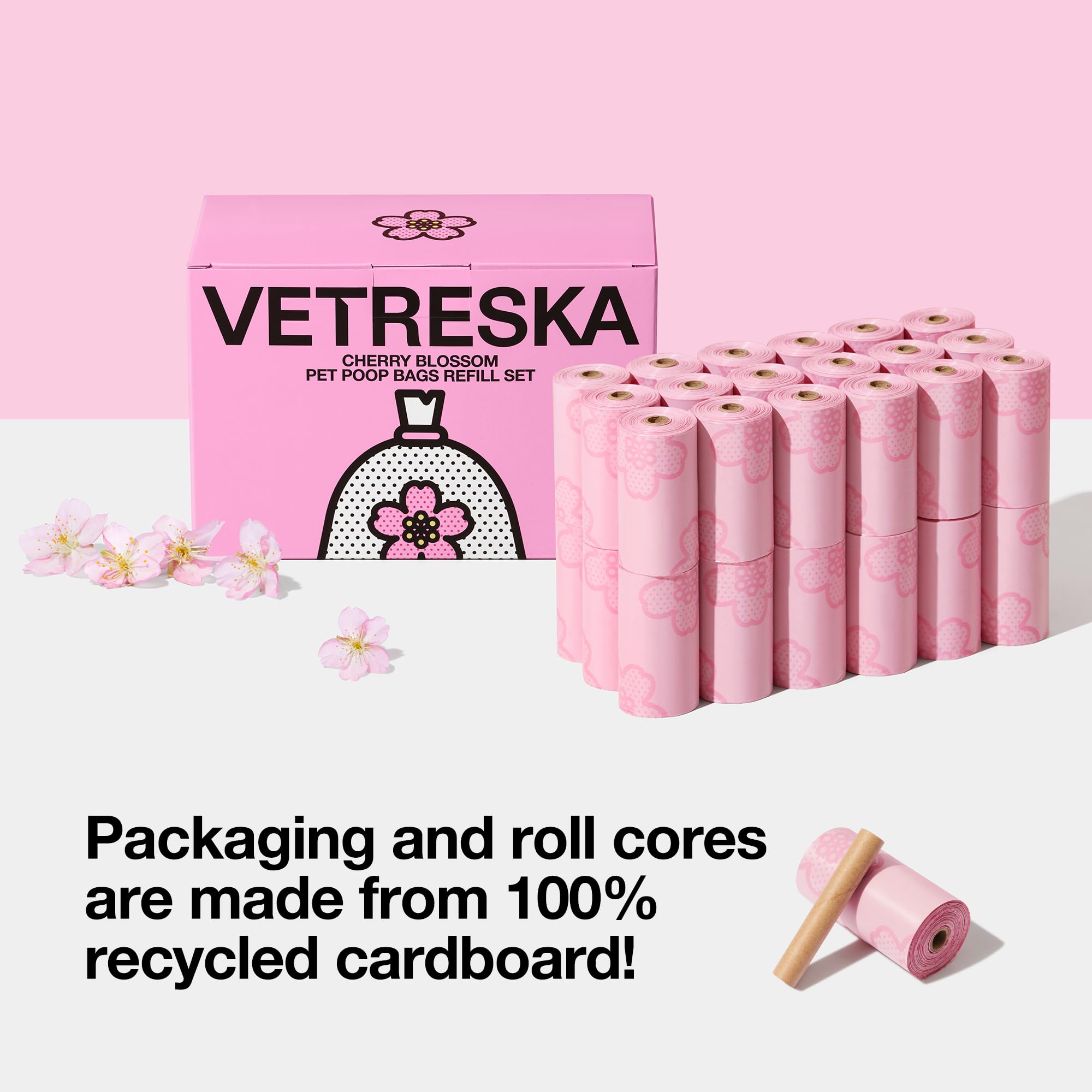 VETRESKA Dog Dispenser with Cherry Blossom Scented Poop Bags