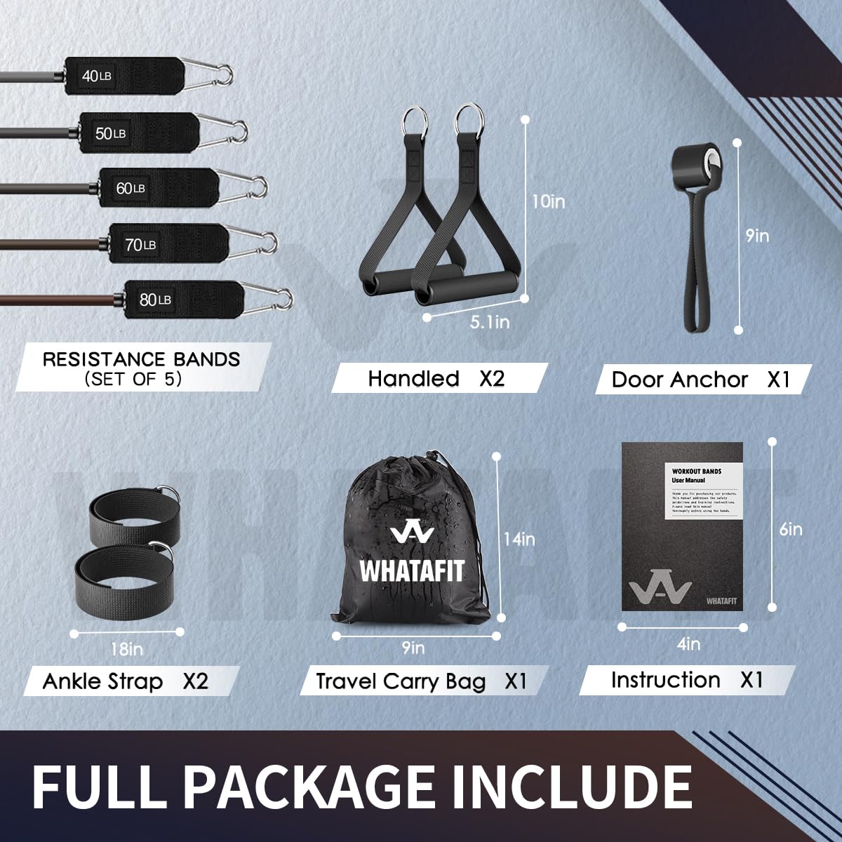 WHATAFIT Resistance Bands with Handles for Men and Women Fitness