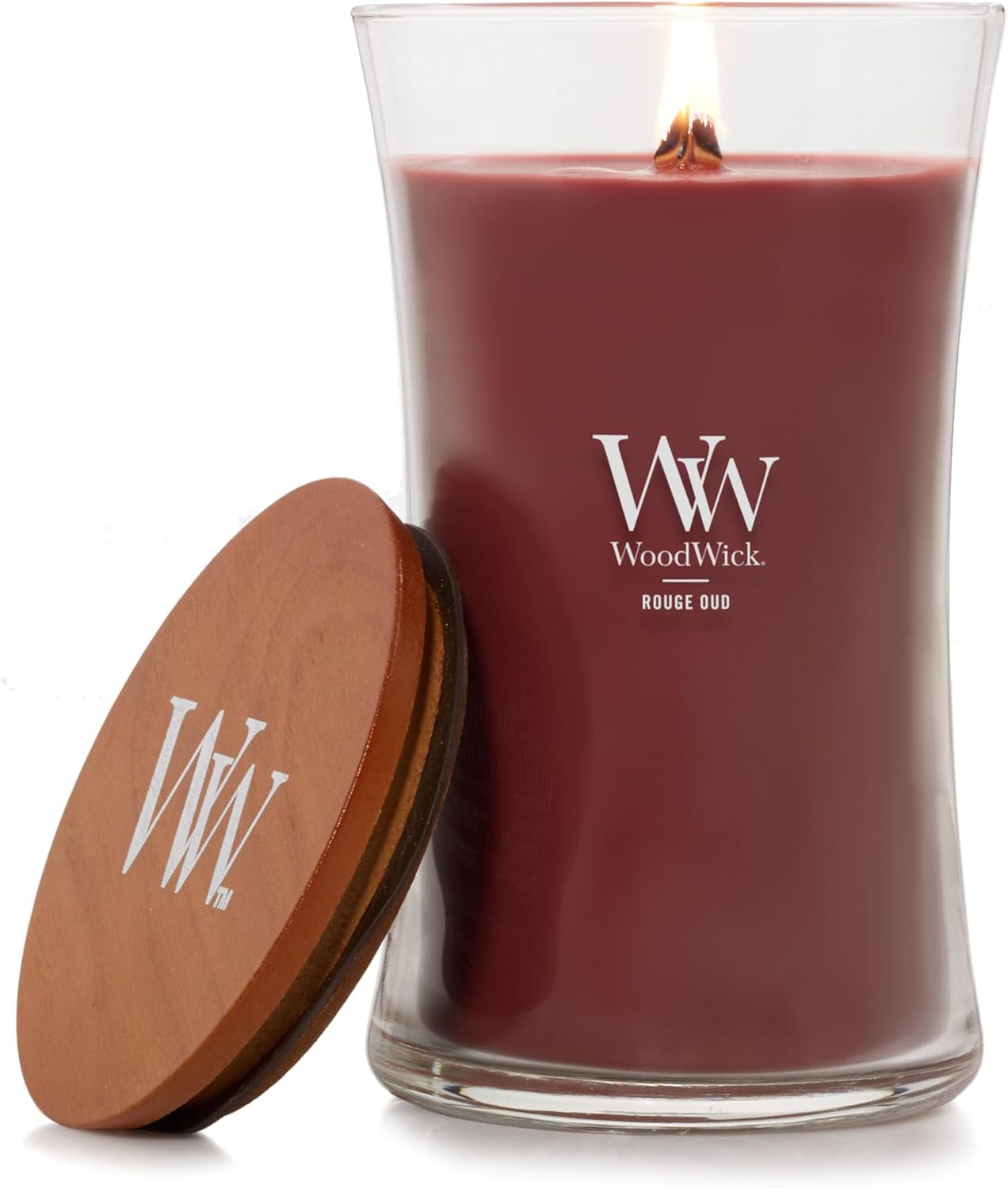 WoodWick Medium Hourglass Candle Fireside Scent Premium Soy  9.7oz