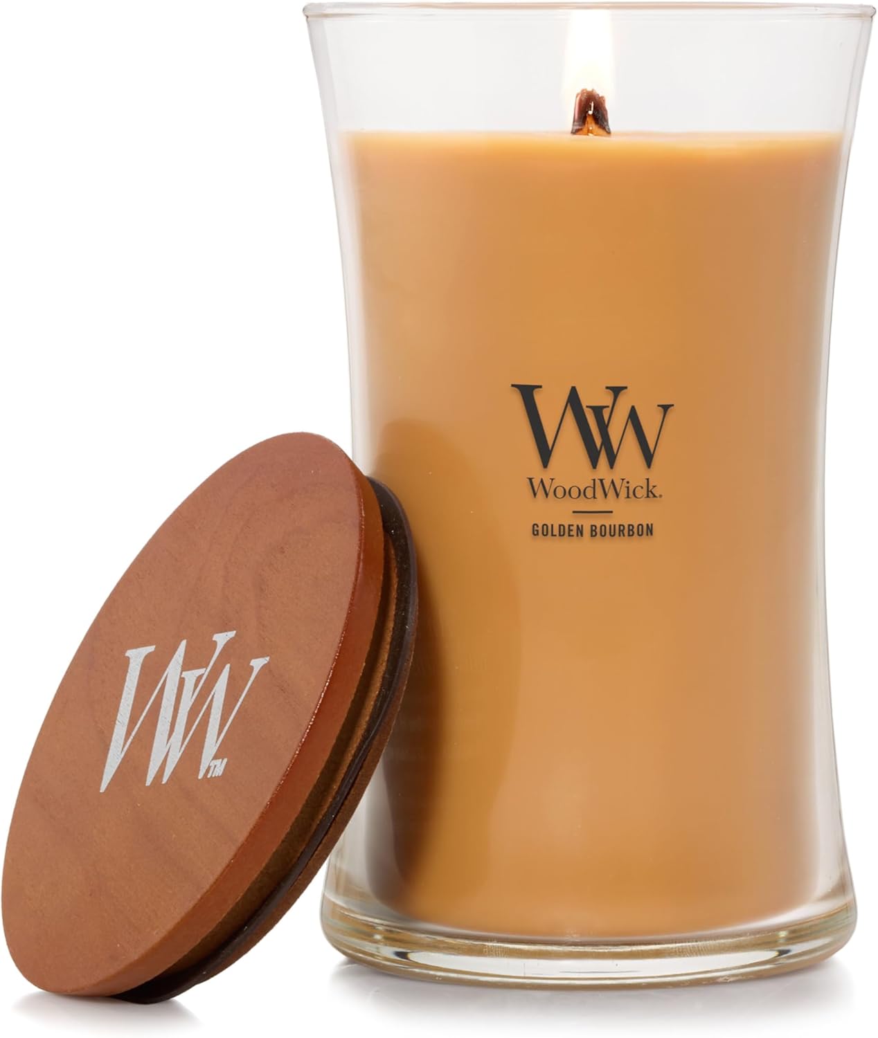 WoodWick Medium Hourglass Candle Fireside Scent Premium Soy  9.7oz