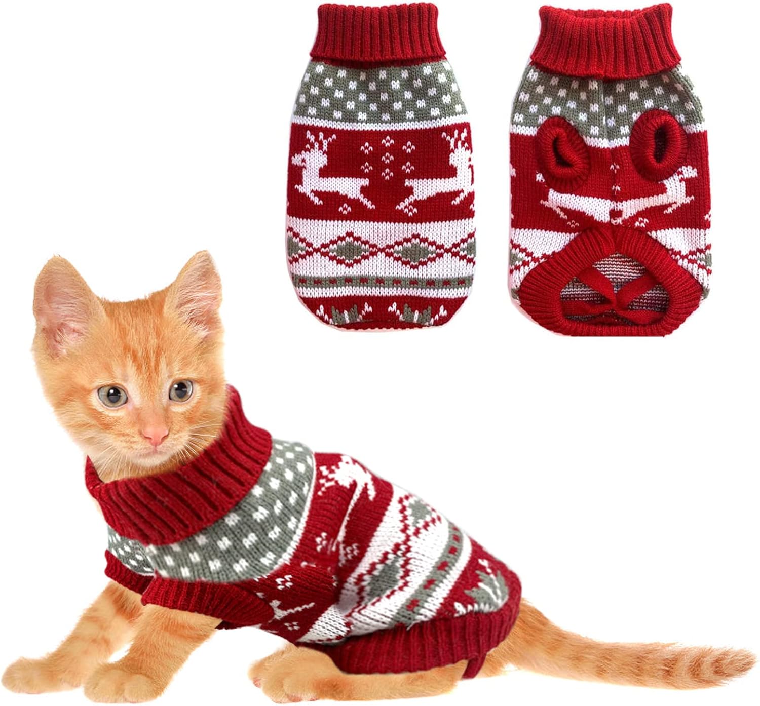 Dog Christmas Knit Sweater – Reindeer Design