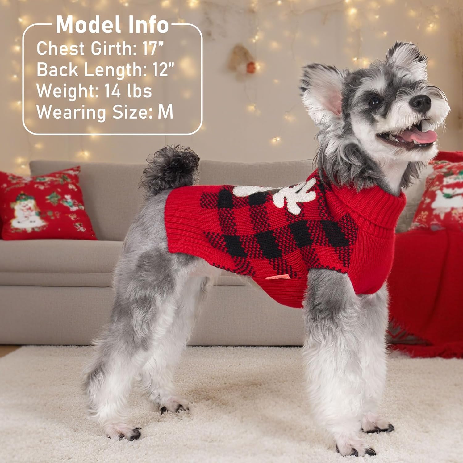 KYEESE Dog Christmas Sweater with Reindeer Pattern