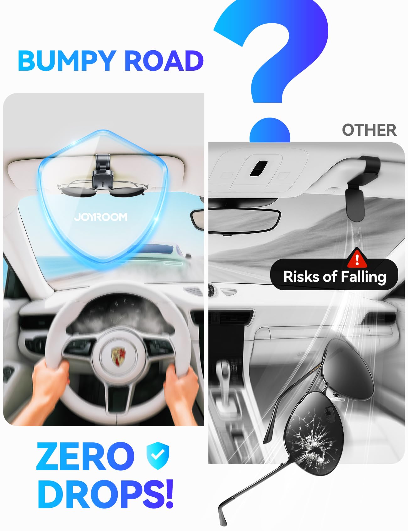 JOYROOM Universal Fits Leather Eyeglasses Clip Compatible with All Glasses