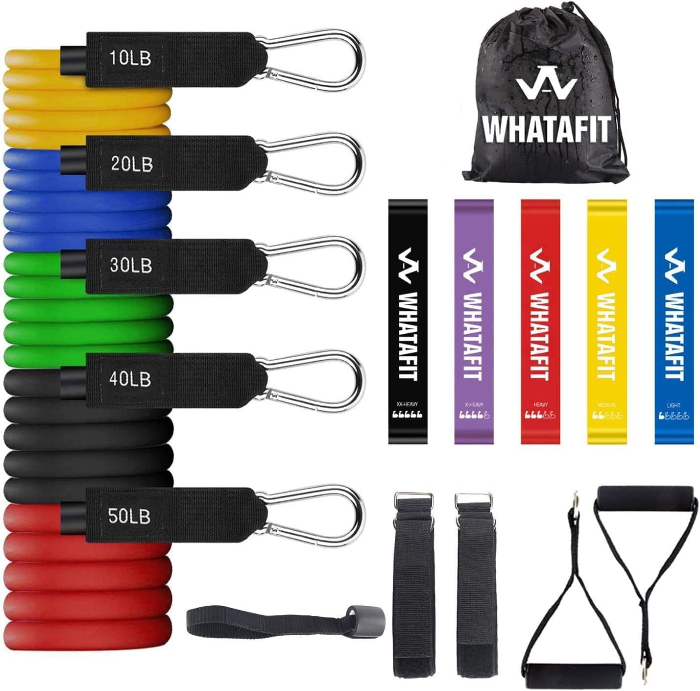 WHATAFIT Resistance Bands with Handles for Men and Women Fitness