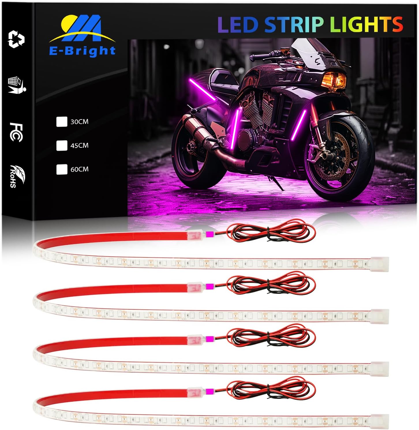 YM E-Bright LED Strip Light 30CM Waterproof for Car Motorcycles Decoration