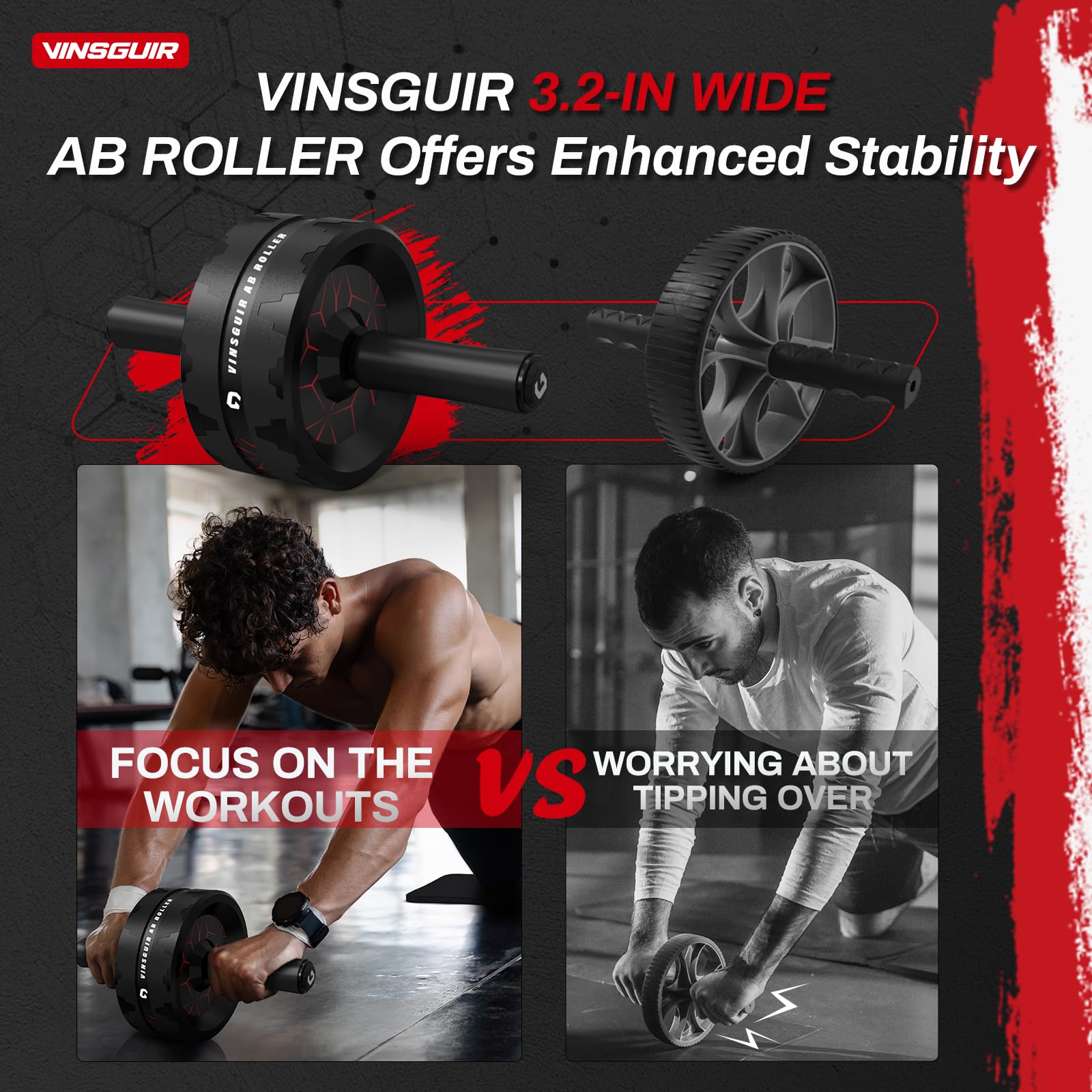 Vinsguir Ab Roller Wheel for Abdominal & Core Strength Training