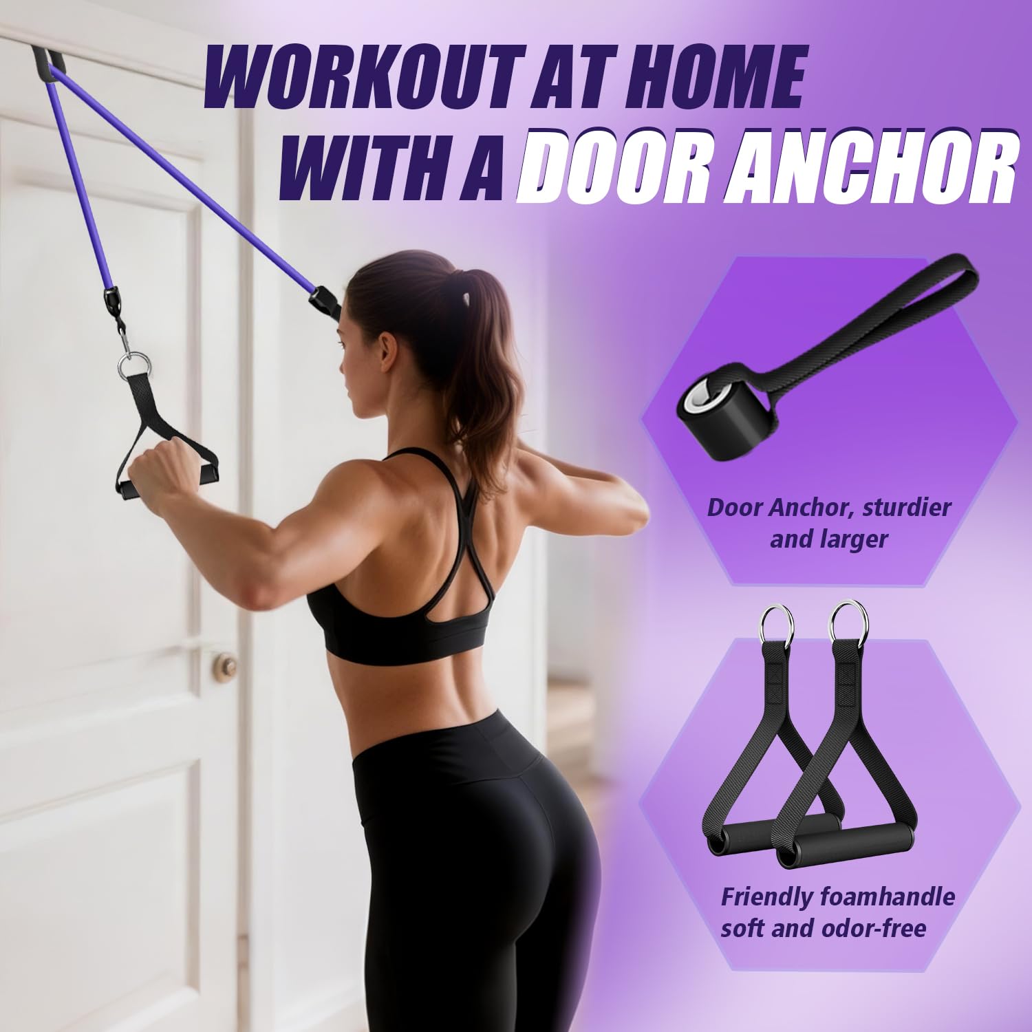 WHATAFIT Resistance Bands with Handles for Men and Women Fitness