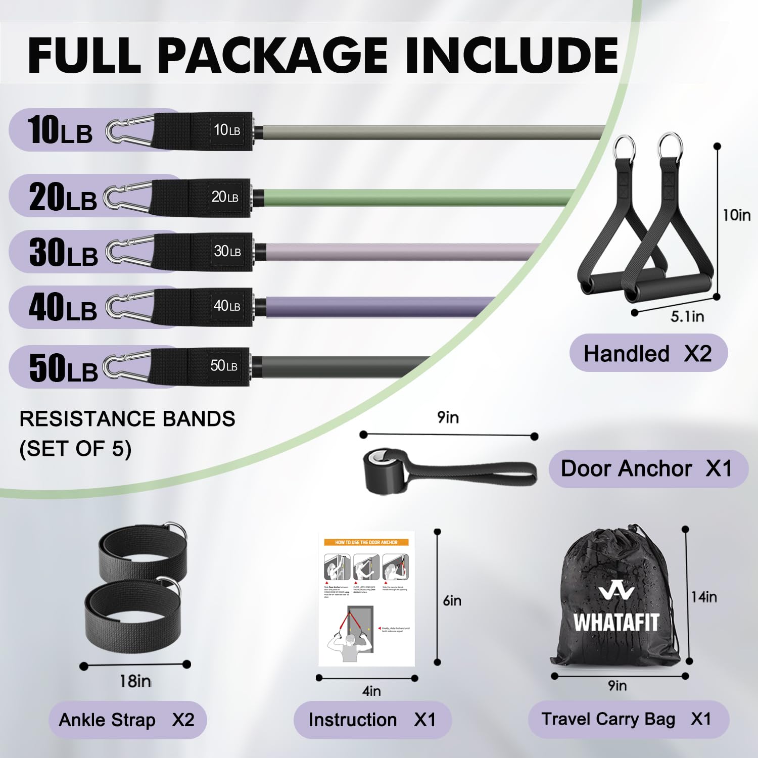 WHATAFIT Resistance Bands with Handles for Men and Women Fitness