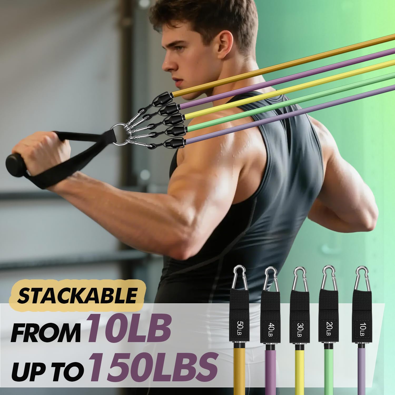 WHATAFIT Resistance Bands with Handles for Men and Women Fitness