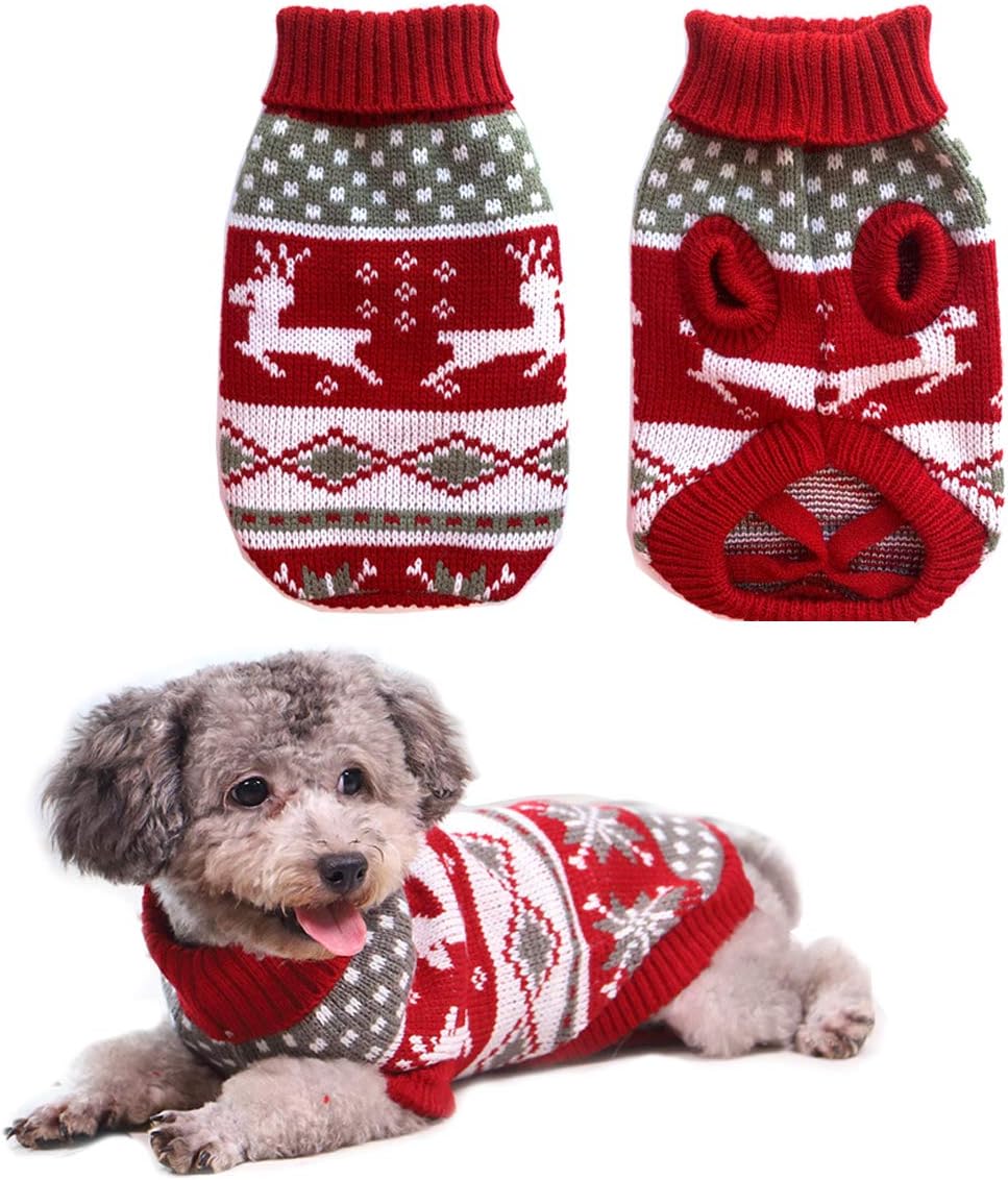 Dog Christmas Knit Sweater – Reindeer Design
