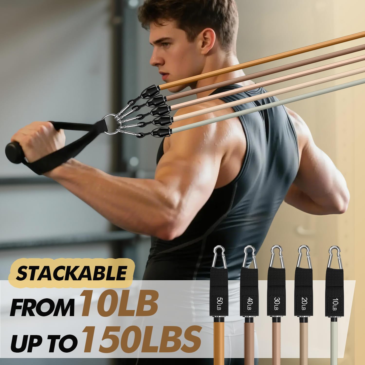 WHATAFIT Resistance Bands with Handles for Men and Women Fitness