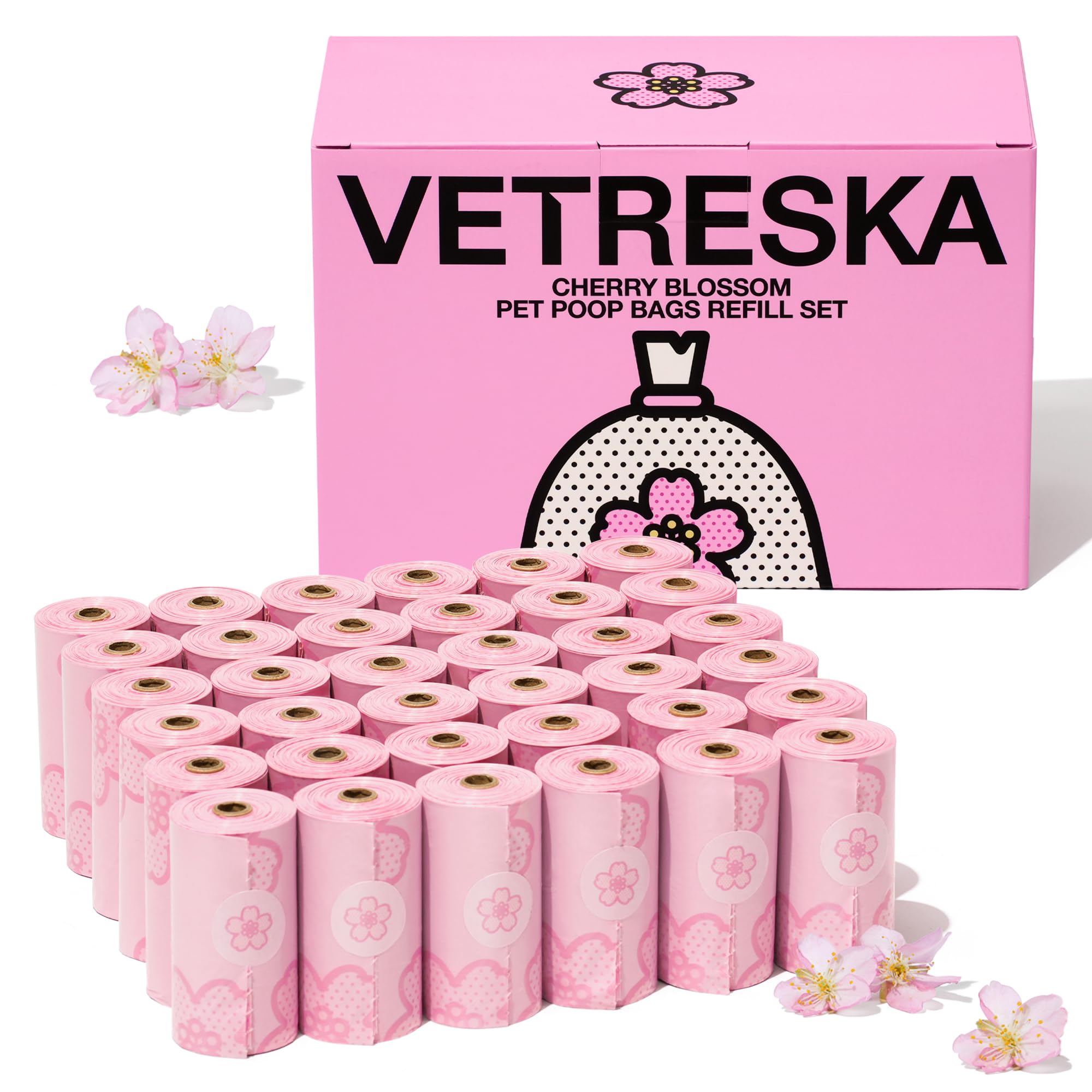 VETRESKA Dog Dispenser with Cherry Blossom Scented Poop Bags