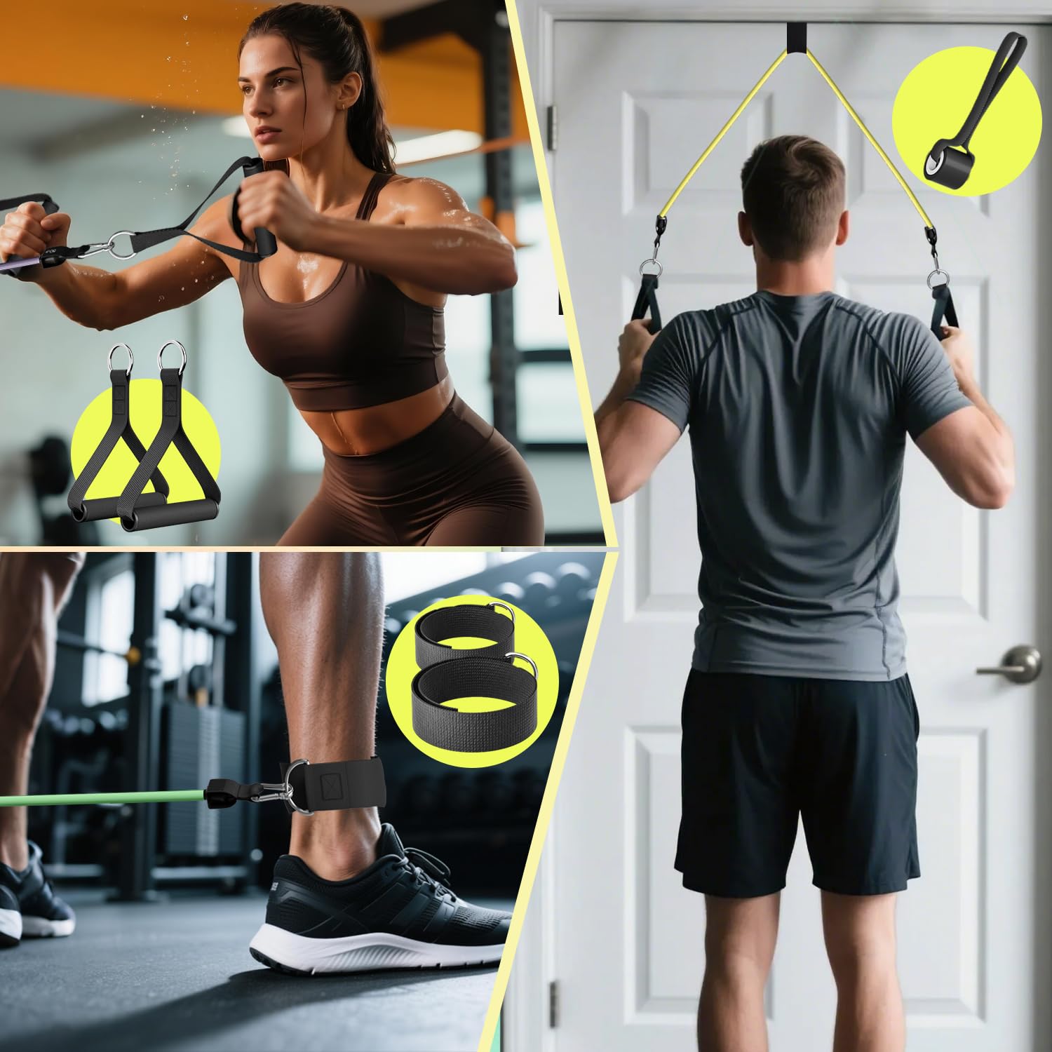 WHATAFIT Resistance Bands with Handles for Men and Women Fitness