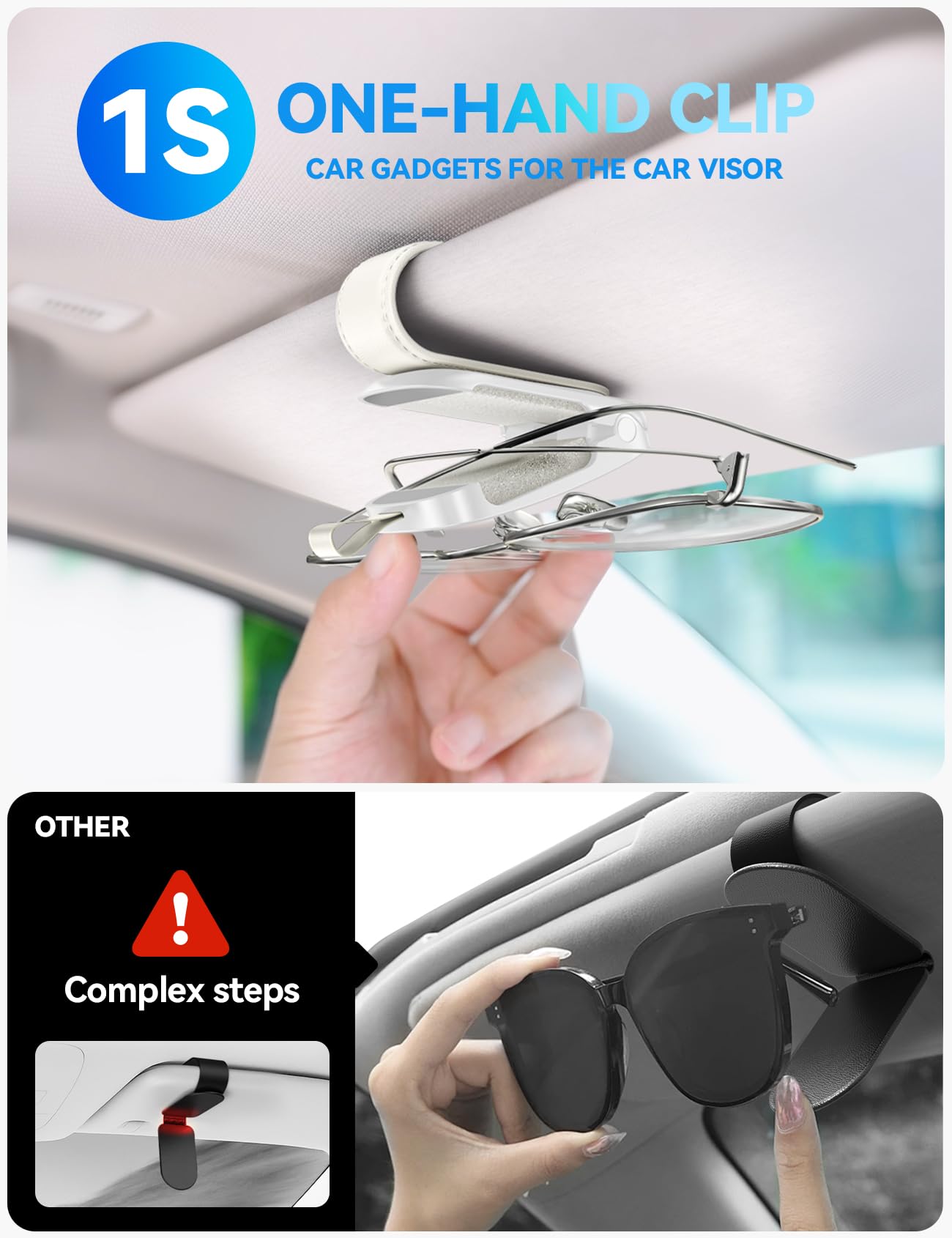 JOYROOM Universal Fits Leather Eyeglasses Clip Compatible with All Glasses