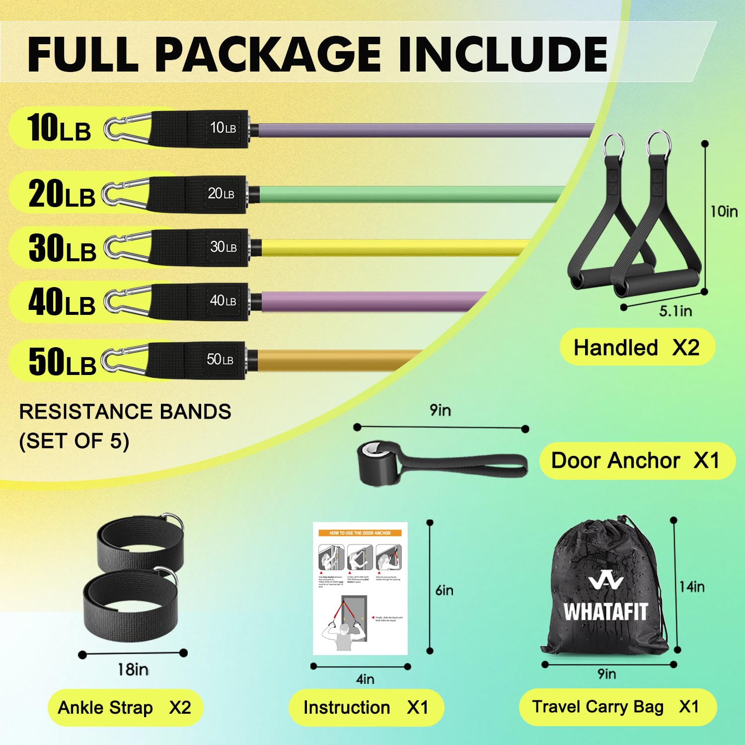 WHATAFIT Resistance Bands with Handles for Men and Women Fitness